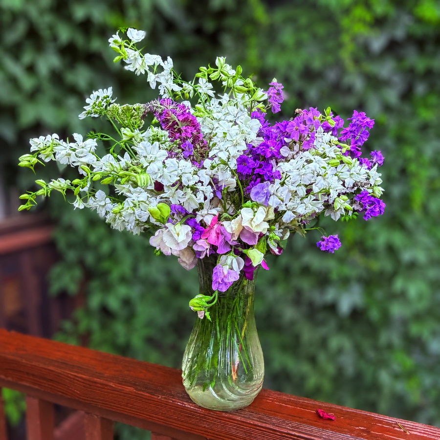 Fresh-cut delphinium and wildflower bouquet from The May Garden, Taylorsville GA